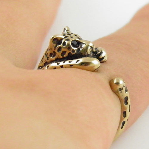 Animal Wrap Ring - Leopard - Yellow Bronze - Adjustable Ring - Keja Designs Jewelry