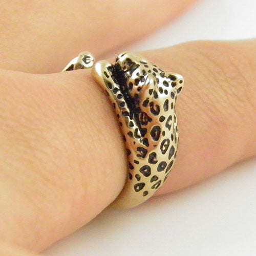 Animal Wrap Ring - Leopard - Yellow Bronze - Adjustable Ring - Keja Designs Jewelry