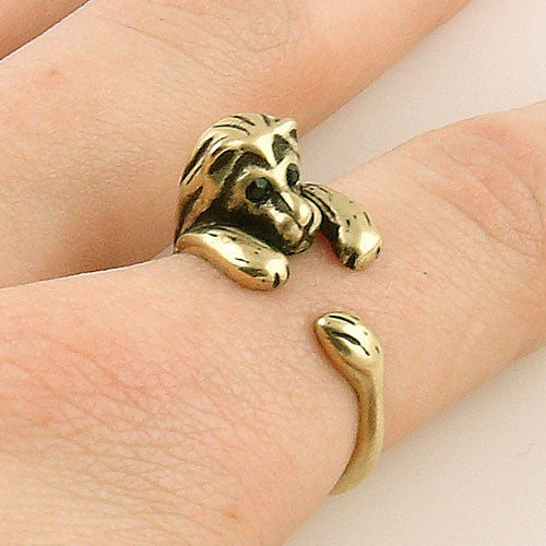 Animal Wrap Ring - Lion - Yellow Bronze - Adjustable Ring - Keja Designs Jewelry