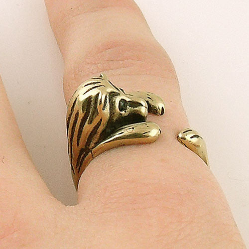 Animal Wrap Ring - Lion - Yellow Bronze - Adjustable Ring - Keja Designs Jewelry