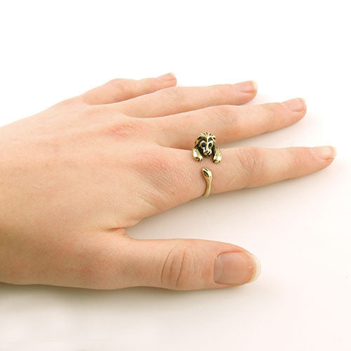 Animal Wrap Ring - Lion - Yellow Bronze - Adjustable Ring - Keja Designs Jewelry