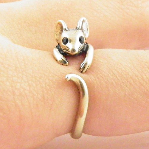 Animal Wrap Ring - Mouse - Yellow Bronze - Adjustable Ring - keja jewelry - Keja Designs Jewelry