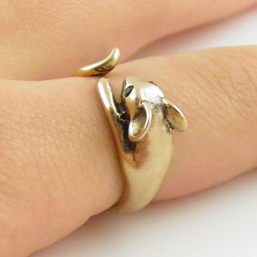 Animal Wrap Ring - Mouse - Yellow Bronze - Adjustable Ring - keja jewelry - Keja Designs Jewelry