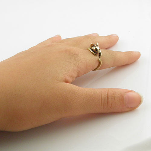 Animal Wrap Ring - Mouse - Yellow Bronze - Adjustable Ring - keja jewelry - Keja Designs Jewelry