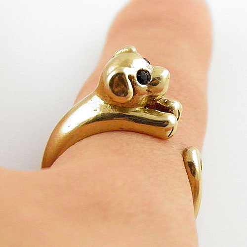 Animal Wrap Ring - Puppy - Yellow Bronze - Adjustable Ring - keja jewelry - Keja Designs Jewelry