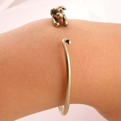Animal Wrap Bracelet- Puppy- Yellow Bronze - keja jewelry - Keja Designs Jewelry