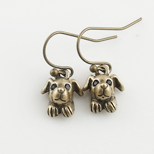 Animal Puppy Yellow Bronze Earrings - Keja Designs Jewelry
