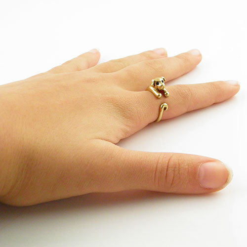 Animal Wrap Ring - Puppy - Yellow Bronze - Adjustable Ring - keja jewelry - Keja Designs Jewelry