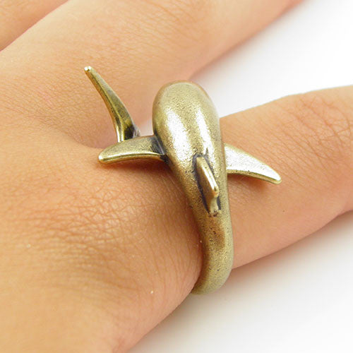 Animal Wrap Ring - Shark - Yellow Bronze - Adjustable Ring - Keja Designs Jewelry