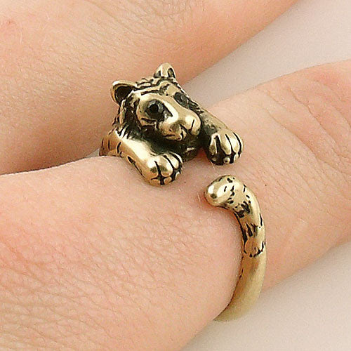 Animal Wrap Ring - Tiger - Yellow Bronze - Adjustable Ring - Keja Designs Jewelry