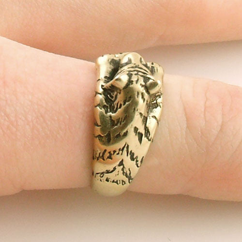 Animal Wrap Ring - Tiger - Yellow Bronze - Adjustable Ring - Keja Designs Jewelry