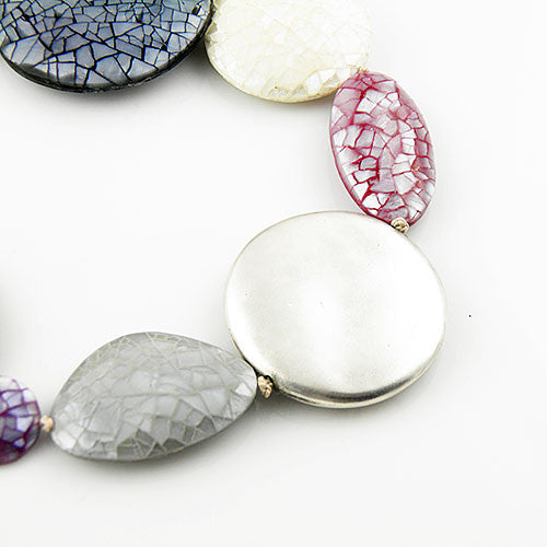 Mother of Pearl Mosaic Kaleidoscope Pure Silver Necklace - Keja Designs Jewelry