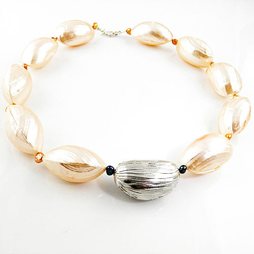 Fine Silver and Shell Necklace - Keja Designs Jewelry