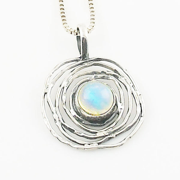 Moonstone Sterling Silver Nest Pendant - Keja Designs Jewelry