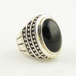 Black Onyx Sterling Silver Patina Ring - Keja Designs Jewelry
