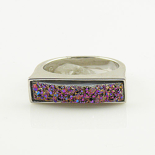 Titanium Drusy - Sterling Silver Oblong Ring - keja jewelry - Keja Designs Jewelry