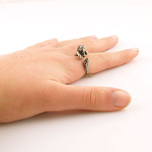 Animal Wrap Ring - Horse - White Bronze - Adjustable Ring - Keja Jewelry - Keja Designs Jewelry