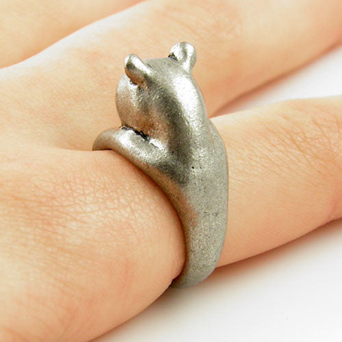 Animal Wrap Ring - Bear - White Bronze - Adjustable Ring - keja jewelry - Keja Designs Jewelry