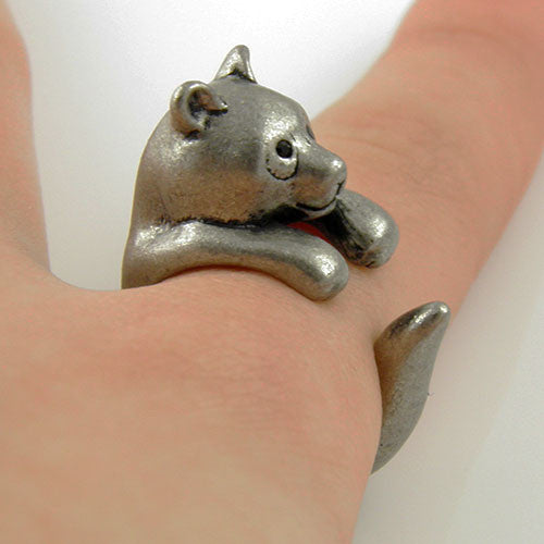 Animal Wrap Ring - Bear - White Bronze - Adjustable Ring - keja jewelry - Keja Designs Jewelry