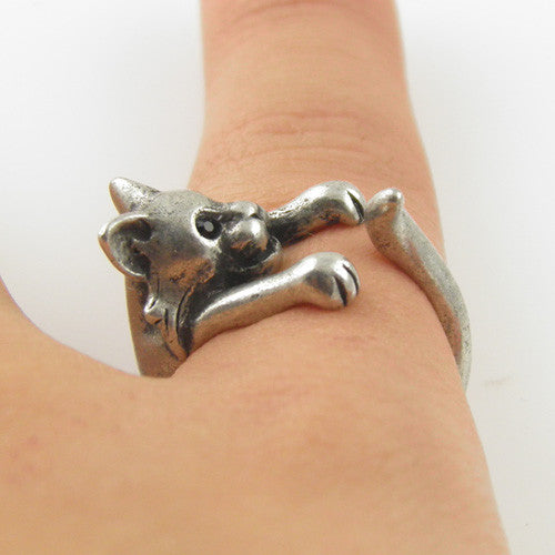 Animal Wrap Ring - Bobcat - White Bronze - Adjustable Ring - keja jewelry - Keja Designs Jewelry