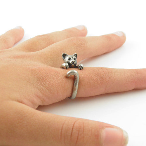 Animal Wrap Ring - Cougar / Panther - White Bronze - Adjustable Ring - keja jewelry - Keja Designs Jewelry