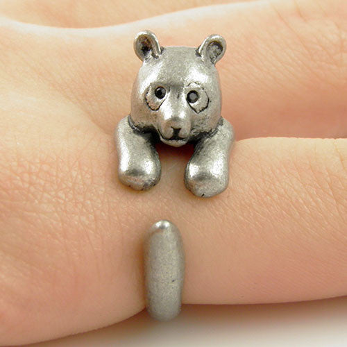 Animal Wrap Ring - Bear - White Bronze - Adjustable Ring - keja jewelry - Keja Designs Jewelry