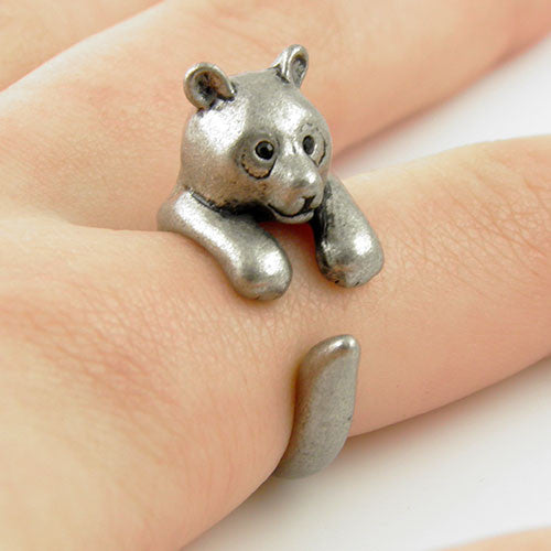 Animal Wrap Ring - Bear - White Bronze - Adjustable Ring - keja jewelry - Keja Designs Jewelry