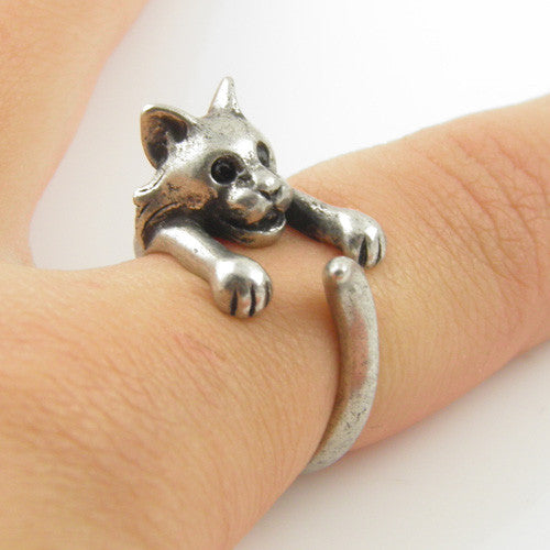 Animal Wrap Ring - Bobcat - White Bronze - Adjustable Ring - keja jewelry - Keja Designs Jewelry