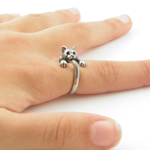 Animal Wrap Ring - Bobcat - White Bronze - Adjustable Ring - keja jewelry - Keja Designs Jewelry