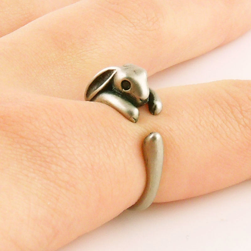 Animal Wrap Ring - Bunny - White Bronze - Adjustable Ring - keja jewelry - Keja Designs Jewelry