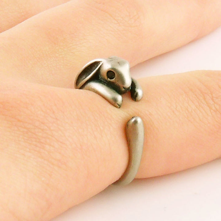 Animal Wrap Ring - Bunny - White Bronze - Adjustable Ring - keja jewelry - Keja Designs Jewelry