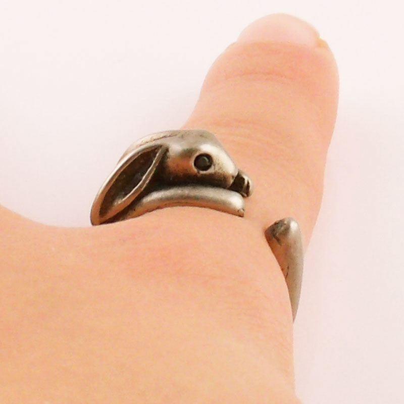 Animal Wrap Ring - Bunny - White Bronze - Adjustable Ring - keja jewelry - Keja Designs Jewelry