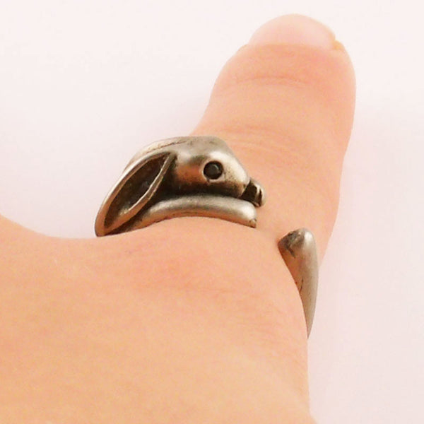 Animal Wrap Ring - Bunny - White Bronze - Adjustable Ring - keja jewelry - Keja Designs Jewelry