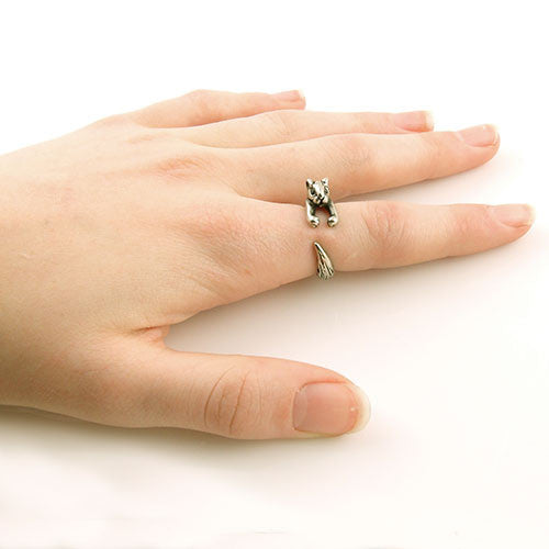Animal Wrap Ring - Squirrel / Chipmunk - White Bronze - Adjustable Ring - keja jewelry - Keja Designs Jewelry