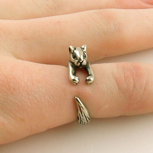 Animal Wrap Ring - Squirrel / Chipmunk - White Bronze - Adjustable Ring - keja jewelry - Keja Designs Jewelry