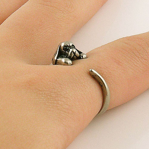 Animal Wrap Ring - Spaniel Dog - White Bronze - Adjustable Ring - keja jewelry - Keja Designs Jewelry