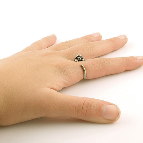 Animal Wrap Ring - Spaniel Dog - White Bronze - Adjustable Ring - keja jewelry - Keja Designs Jewelry