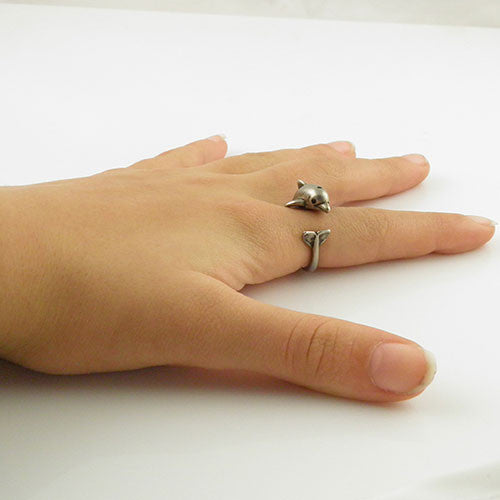 Animal Wrap Ring - Dolphin - White Bronze - Adjustable Ring - keja jewelry - Keja Designs Jewelry