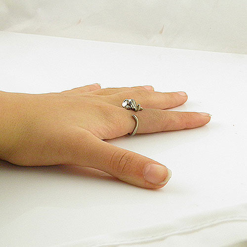 Animal Wrap Ring - Elephant - White Bronze - Adjustable Ring - keja jewelry - Keja Designs Jewelry