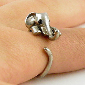Animal Wrap Ring - Elephant - White Bronze - Adjustable Ring - keja jewelry - Keja Designs Jewelry