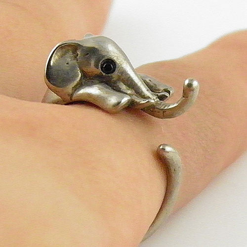 Animal Wrap Ring - Elephant - White Bronze - Adjustable Ring - keja jewelry - Keja Designs Jewelry