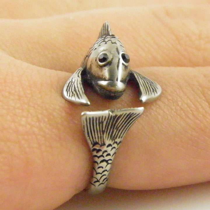 Animal Wrap Ring - Fish - White Bronze - Adjustable Ring - keja jewelry - Keja Designs Jewelry