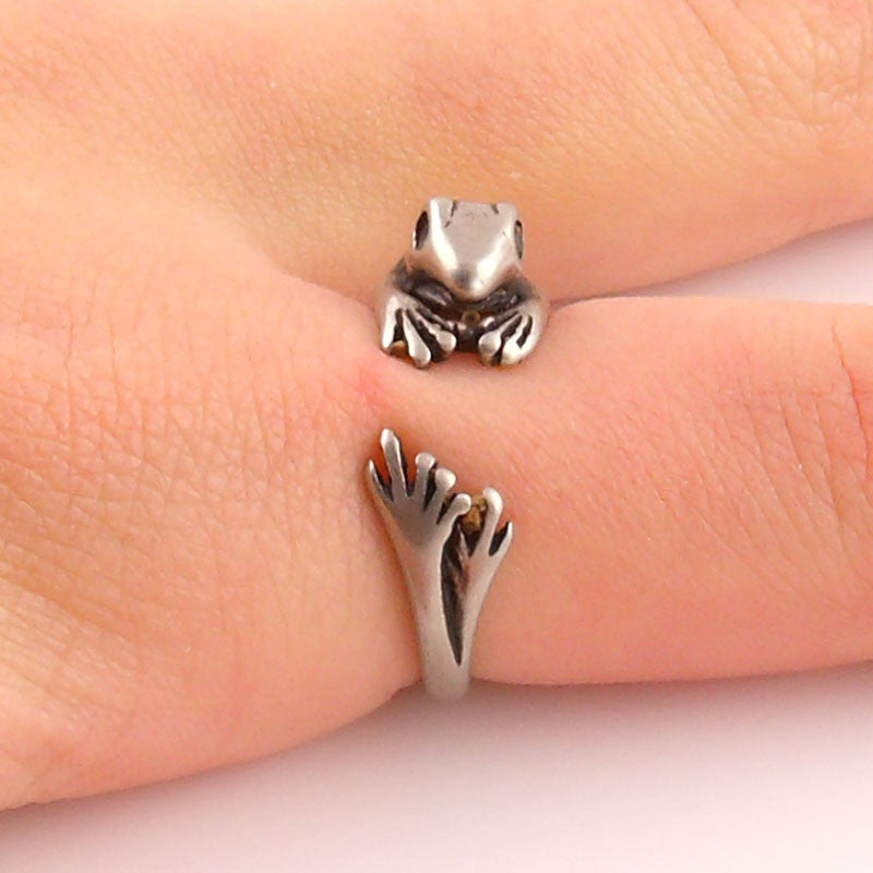Animal Wrap Ring - Frog - White Bronze - Adjustable Ring - keja jewelry - Keja Designs Jewelry