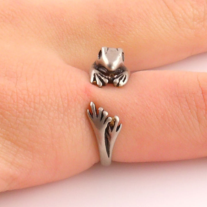 Animal Wrap Ring - Frog - White Bronze - Adjustable Ring - keja jewelry - Keja Designs Jewelry