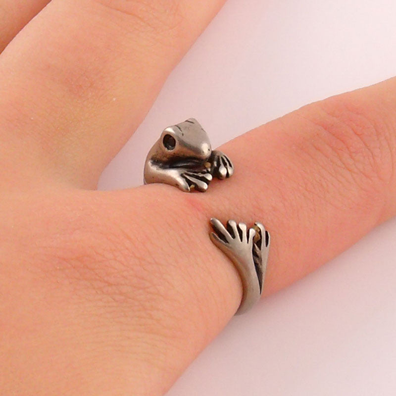 Animal Wrap Ring - Frog - White Bronze - Adjustable Ring - keja jewelry - Keja Designs Jewelry