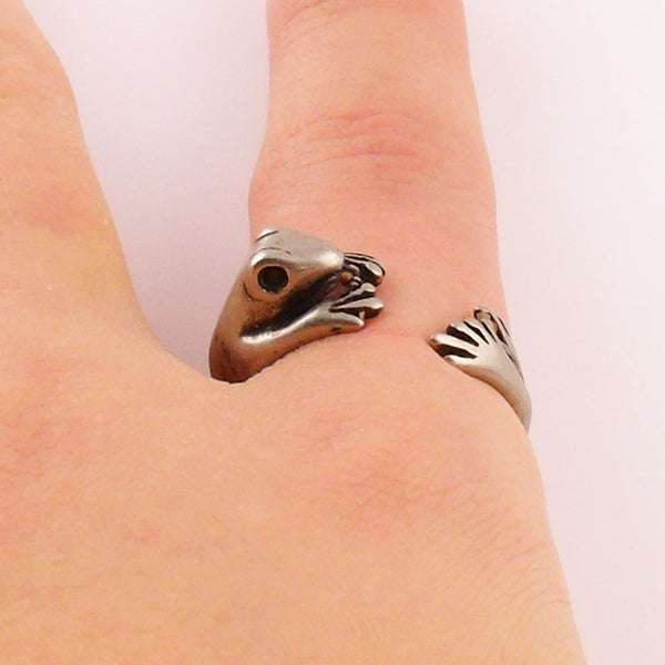 Animal Wrap Ring - Frog - White Bronze - Adjustable Ring - keja jewelry - Keja Designs Jewelry