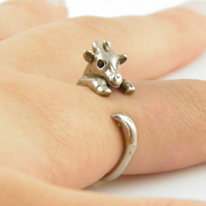 Animal Wrap Ring - Giraffe - White Bronze - Adjustable Ring - keja jewelry - Keja Designs Jewelry