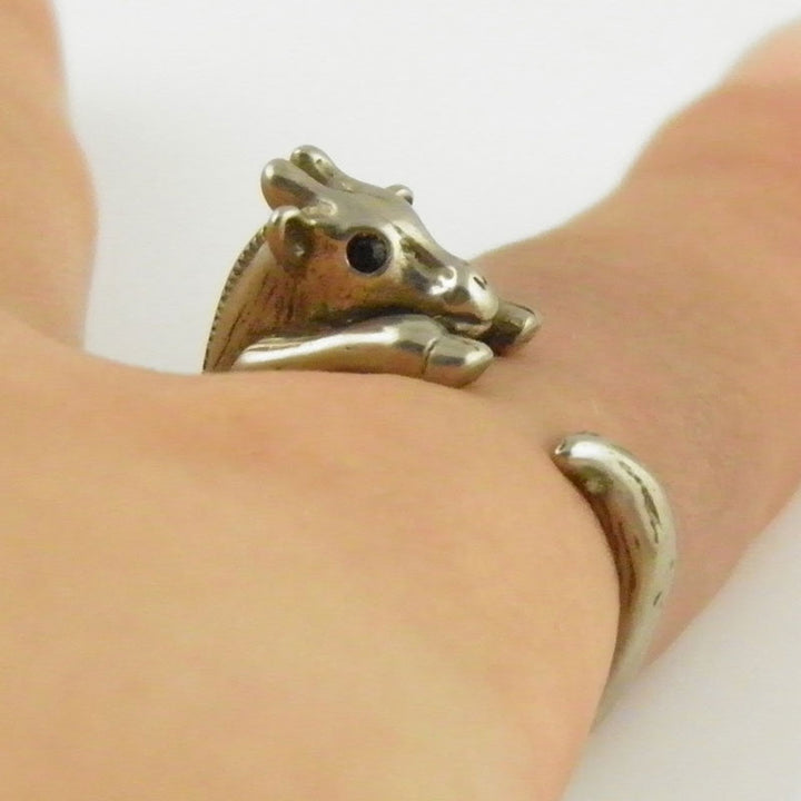 Animal Wrap Ring - Giraffe - White Bronze - Adjustable Ring - keja jewelry - Keja Designs Jewelry