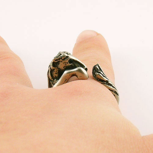 Animal Wrap Ring - Horse - White Bronze - Adjustable Ring - Keja Jewelry - Keja Designs Jewelry