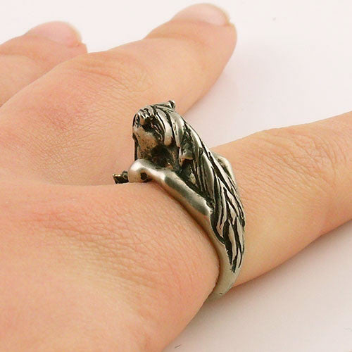 Animal Wrap Ring - Horse - White Bronze - Adjustable Ring - Keja Jewelry - Keja Designs Jewelry